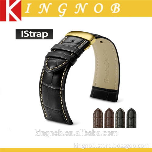 14 16 18 19 20 21 22 24mm Stainless Steel Gold Deployment Clasp Calf Leather Watch Band Strap For DW